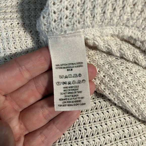 Free People Moonshine V Neck Sweater Top Size Medium Thermal Cream Oversized - Picture 8 of 10